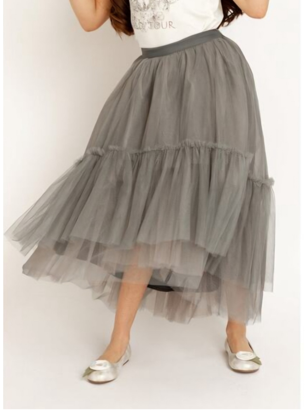 Girl's Joyfolie A-Line Tulle Skirt Size 12 Gray